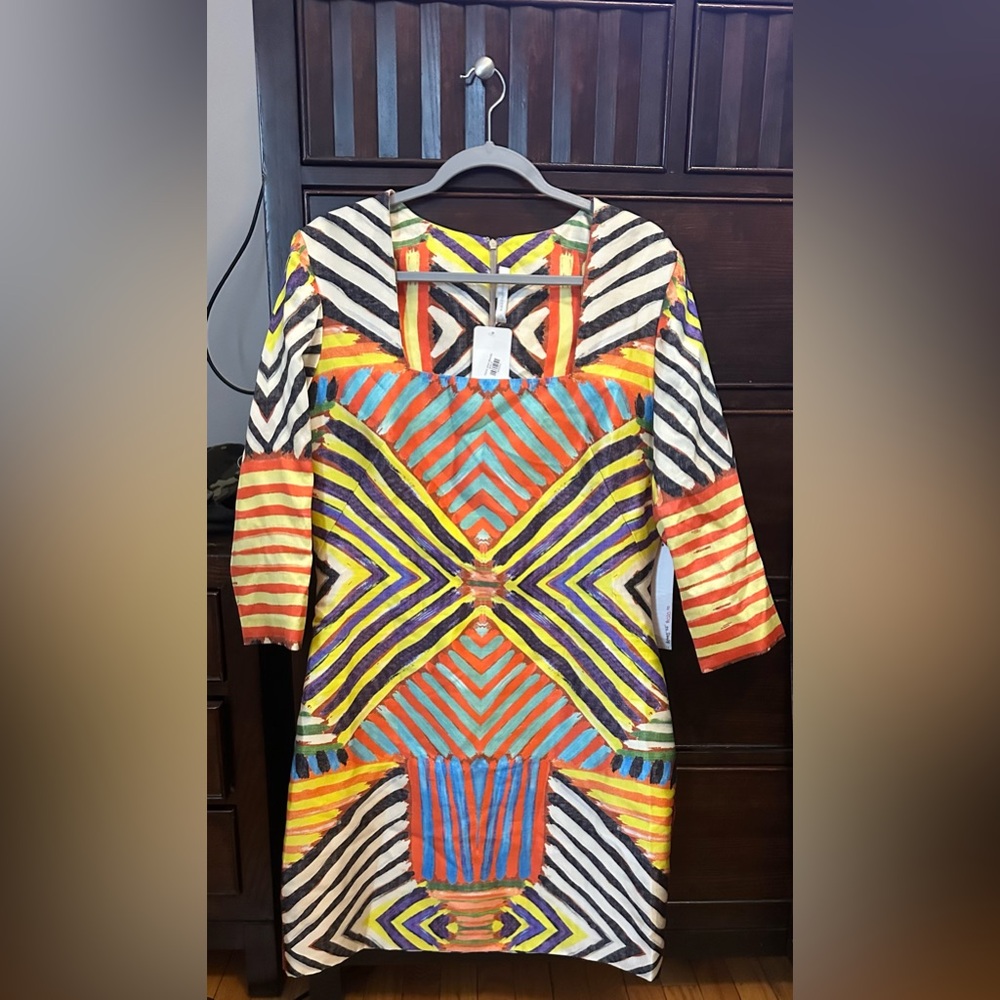 Naeem Khan Colorful Geometric Pattern Dress